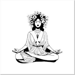 Meditating girl Posters and Art